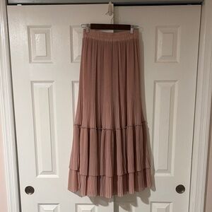 Blush Pleated Midi Skirt